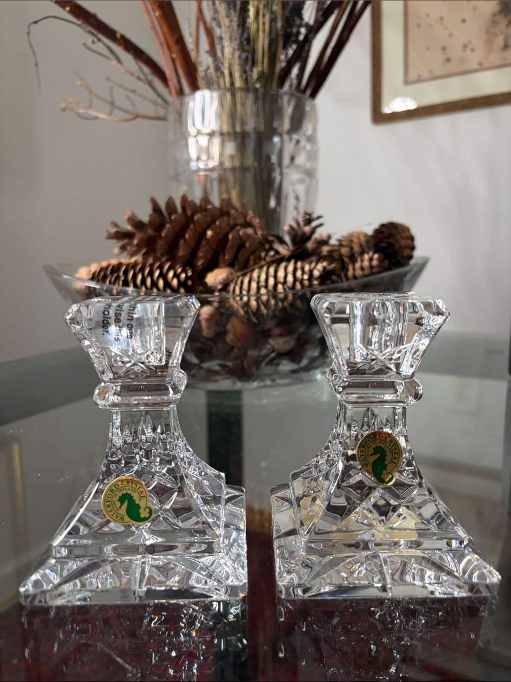 Waterford Lismore Crystal Candlesticks 4” Pair Ireland NWT